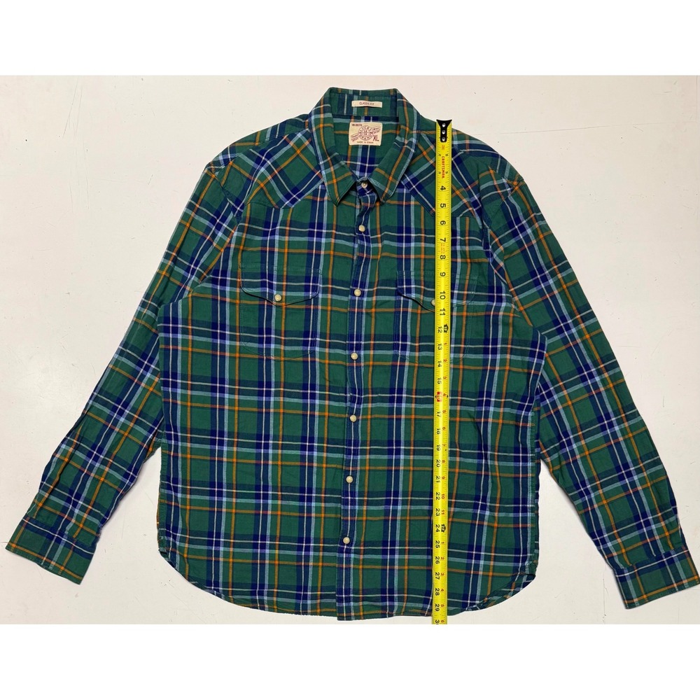 Lucky Brand Mens XL Green Plaid Western Pearl Snap Shirt Classic Fit RN 80318